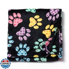 Pet Dog Cat Blanket Ultra Soft Cozy Fleece Paw Print Design Machi