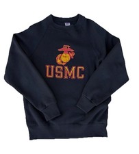 USMC Marine Corps Vintage Sweatshirt Black Size Large Rare Made In USA