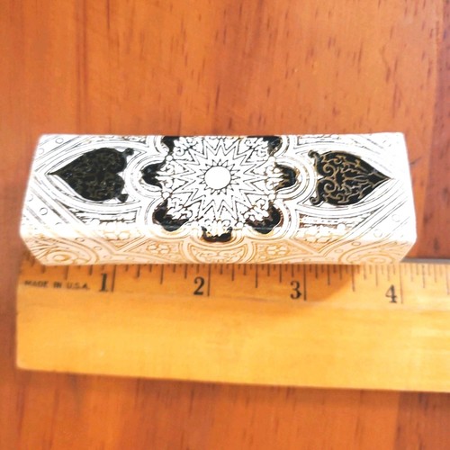 Estuche con soporte para lápiz labial italiano Fiocchi vintage espejo blanco dorado negro hecho en Italia - Imagen 3 de 10
