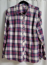 Talbots Women's XLarge Plaid Long Sleeve Button Up Shirt (W5)