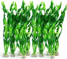 Artificial Fish Tank Plants, 12-Inch Tall Plastic Seaweed Decorations, 10 Packs