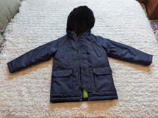 Nautica Unisex Kids Hooded Parka Coat Navy Green Lining Size M 5 Fleece Lined