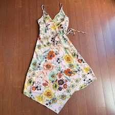 Vibrant Funky Floral Print Wrap Dress
