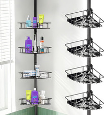 Corner Shower Caddy Tension Pole - 4 Tier Rustproof Bathroom Shower Organizer Sh