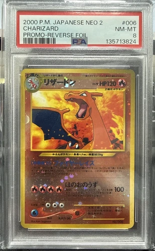 2000 Charizard #006 Reverse Holo Neo 2 Promo Pokemon Japanese PSA 8