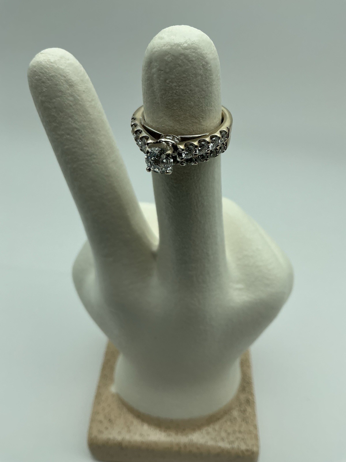 Size 7 14k White Gold Diamond Engagement Ring And Wedding Band