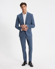 NEW EXPRESS 128 DUSTY BLUE SLIM WOOL BLEND WASHABLE MODERN TECH SUIT PANT 38/30