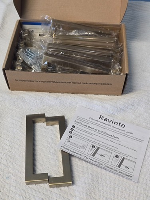 #ad 20 Pack Champagne Bronze Cabinet Handles 4.5quot; Hole Center Square Pulls Kitchen $54.00