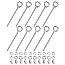 10-Sets Stainless Eyebolt M6x119mm Shoulder Lifting Eye Bolt with Nuts Washers