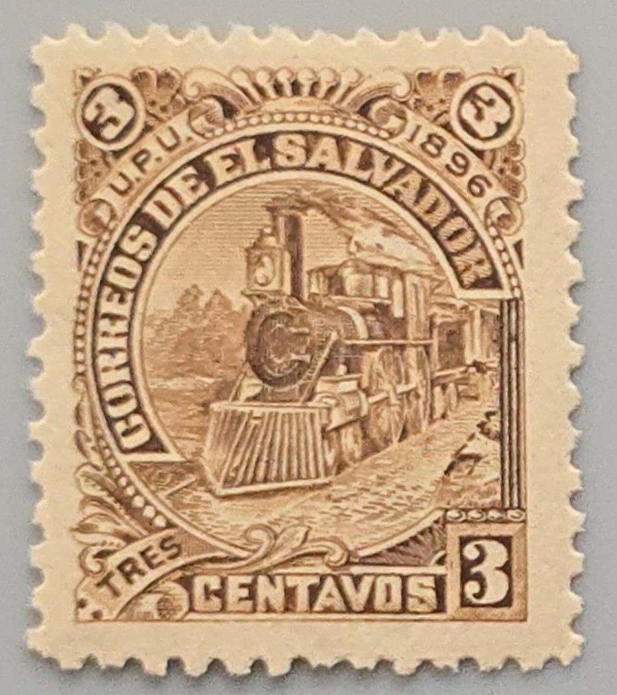 El Salvador 1896 - 3 Centavos - Brown - Steam Locomotive - UPU Issue - Mint Hing