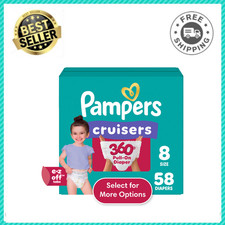 Pampers Cruisers 360 Pull On Baby Diapers, Size 8, 58 Ct, EZ Off Tabs, Leakproof