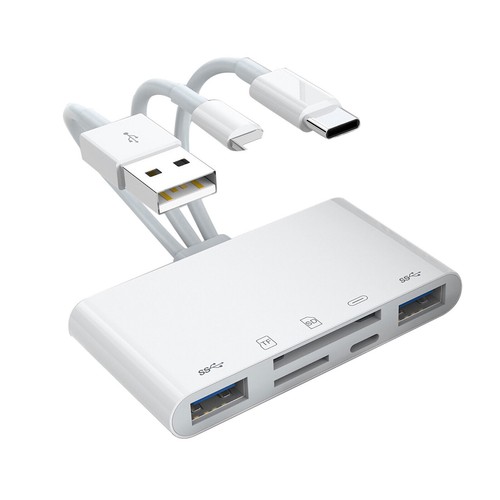 5 in 1 Memory Card Reader USB 3.0 OTG Adapter SD Card Reader For iPhone/iPad - Afbeelding 3 van 13