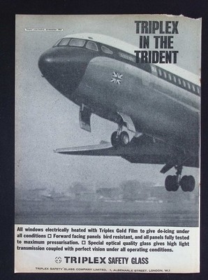 Original 1963 Werbung Triplex Sicherheitsglas Enteisung im Dreizackflugzeug
