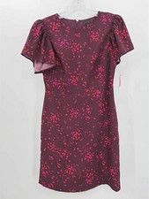 Pre-Owned Ann Taylor Purple Size 2 Floral Knee Length Short Sleeve Dress