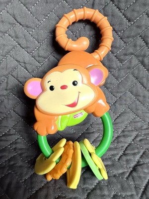 FISHER PRICE Orange Rainforest Monkey Activity Rattle Hanging Hang Toy 2007