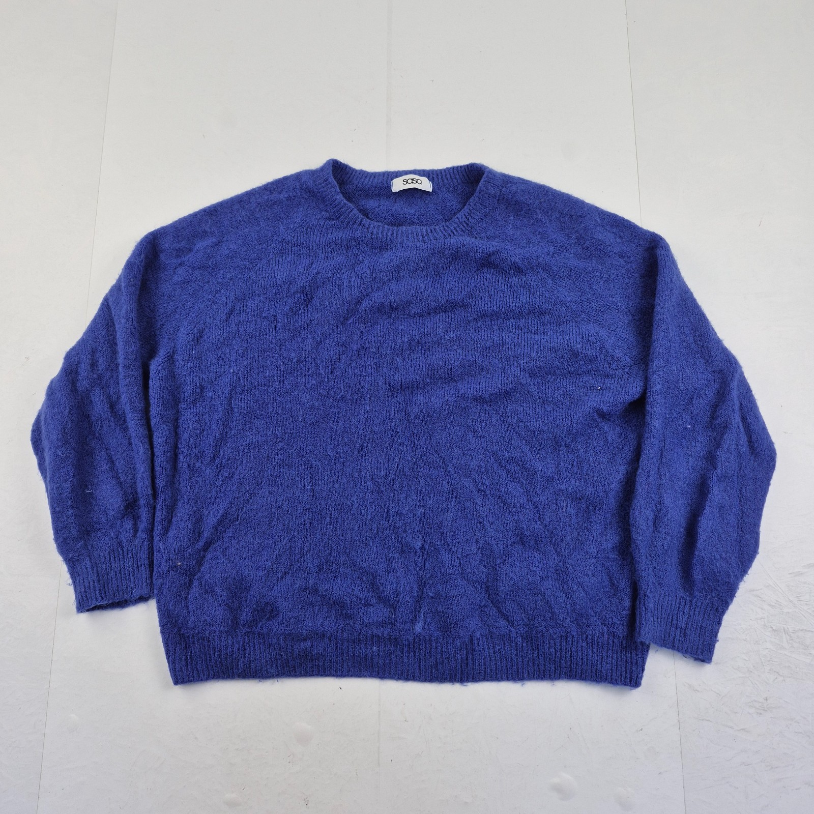 Jersey SASA 16 azul para mujer manga larga cuello redondo tejido de alpaca