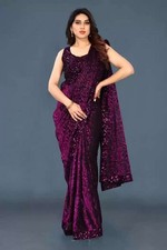 Embellished Fashion Lycra Blend Saree with Unstitched Blouse Multicolor