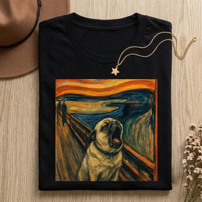 Funny Pug The Scream Art Comfort Tee Shirt Dog Lover Gift Soft