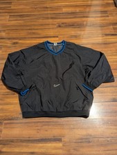 Vintage 90's Nike Windbreaker V-neck Pullover Center Swoosh Black Mens XXL