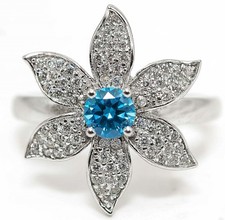 1CT Blue Topaz  Topaz 925 Solid Genuine Sterling Silver Ring Sz 6 MB5-4