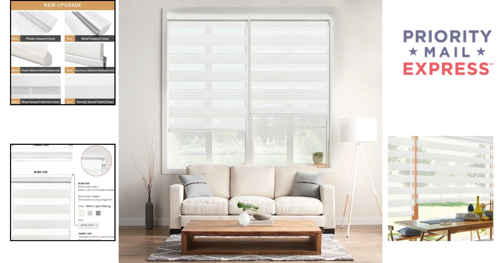 25"W x 64"H Semi-Sheer Zebra Blinds – Stylish Room Darkening Window Treatment