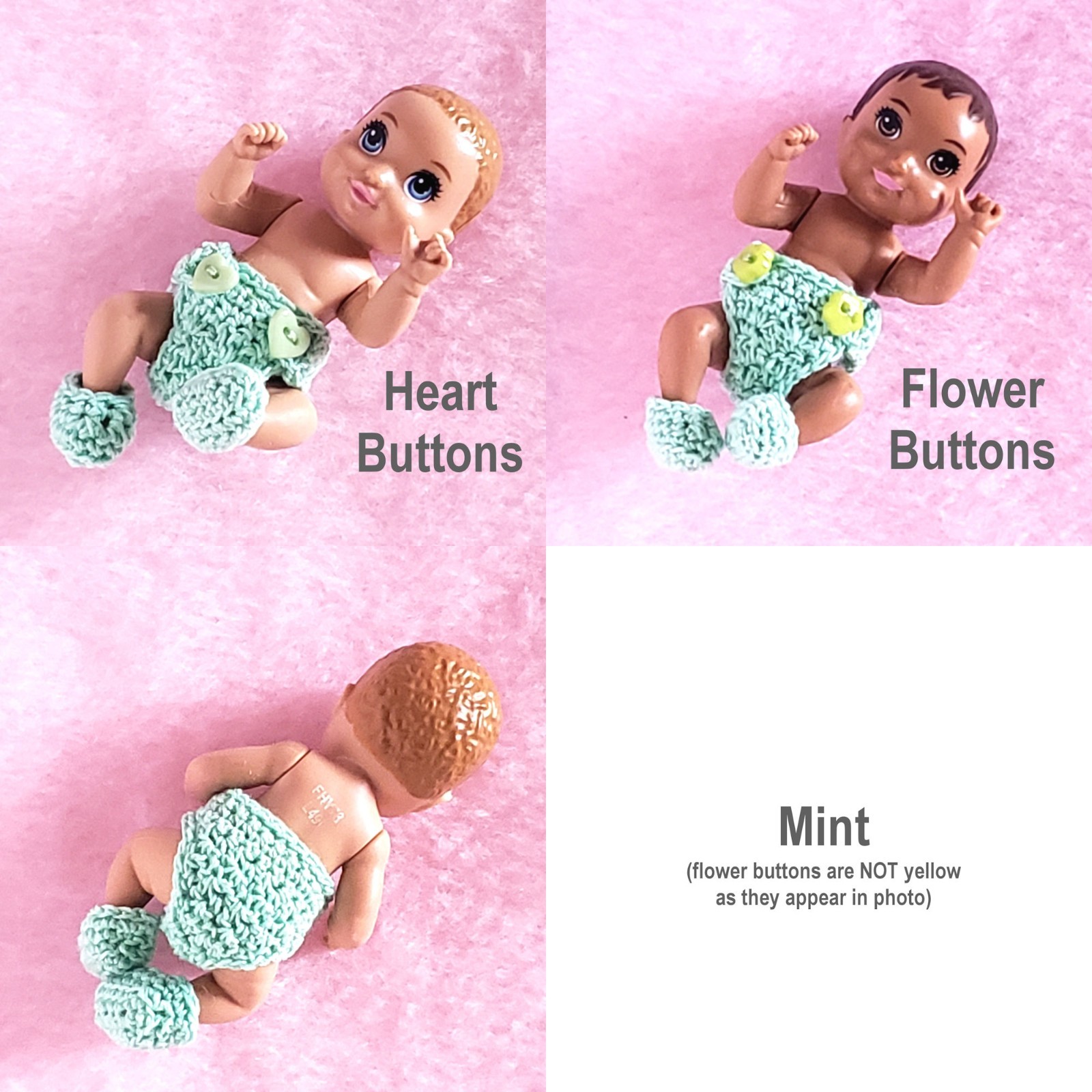Crochet Diaper Cover & Shoes for 3" inch Mini Skipper Krissy