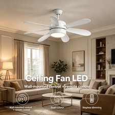 E27 LED Ceiling Fan Light with Remote 40W Dimmable 7 Blades Silent Lamp UK