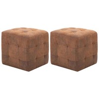Pouf 2 Stk. Braun 30X30X30 Cm Wildleder-Optik