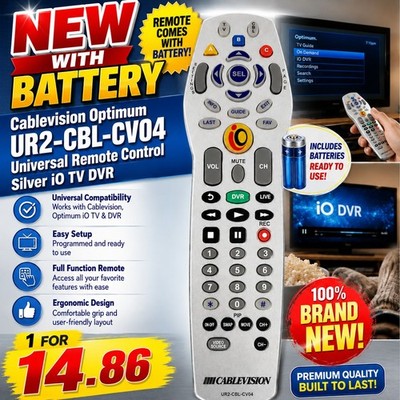 Cablevision Optimum UR2-CBL-CV04 Universal Remote Control Silver iO TV DVR