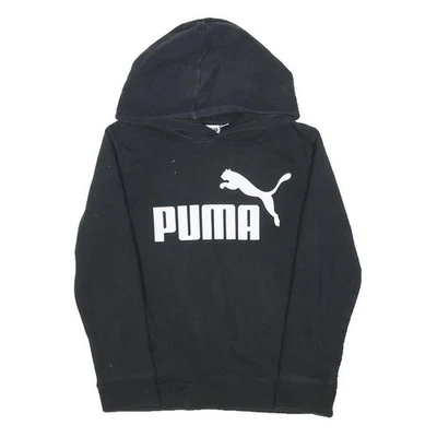 PUMA Sweat à Capuche Fille Noir 7Y Coton Mélangé Col Rond Manches Longues - Photo 1/4