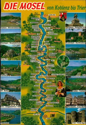 #ad #ad Die Mosel Postcard Map Koblenz to Trier Vintage Scenic Postcard Unused Germany $4.95