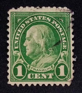 Vintage Us 1 Cent Benjamin Franklin Stamp Green Very Fine Rare Ebay
