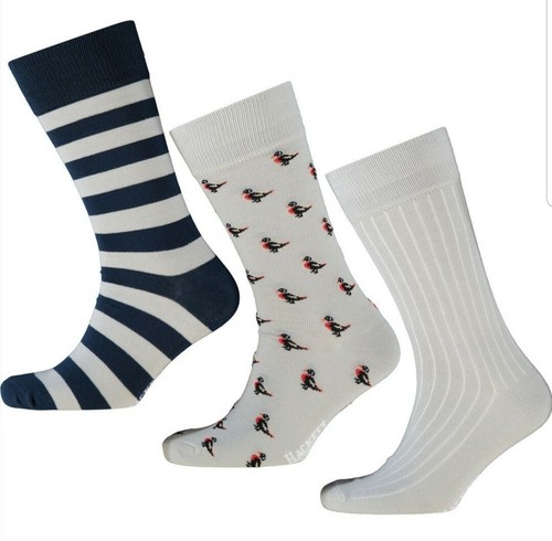 HACKETT London Three Pack Grey & Navy Duck Print Socks Set One Size - Imagen 2 de 2