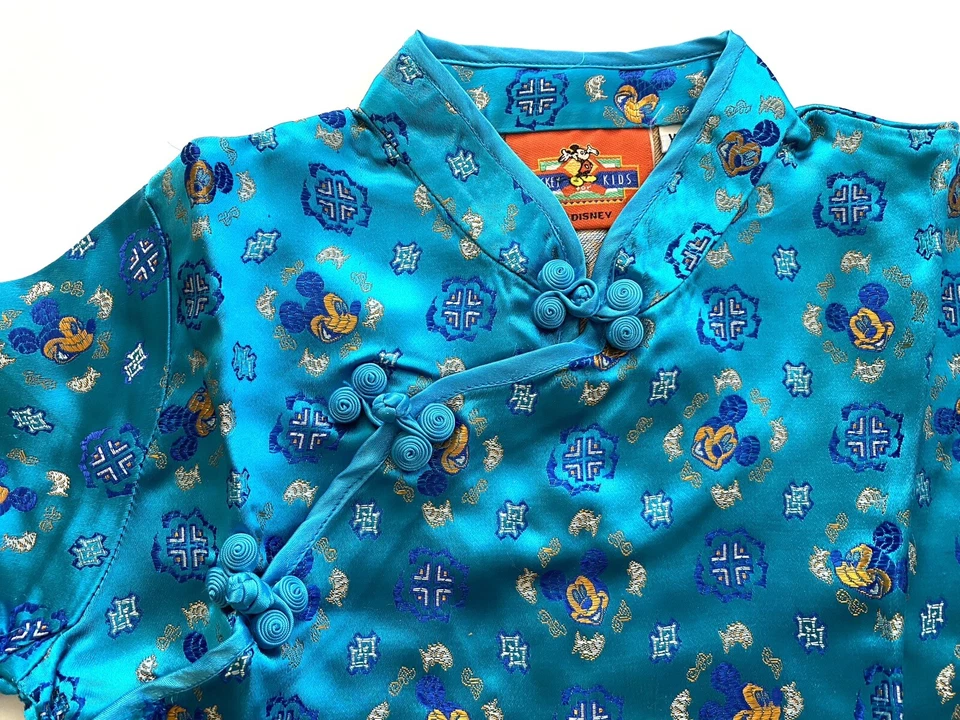 Girl Chinese Traditional QIPAO Costume New Year Short Sleeve Embroidered Dress M - Image 3 of 4