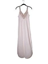Vintage Silky Nylon Lace Nightgown Slip Dress Whimsy Coquette 80s Pink Size S