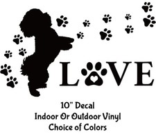 Dog Love Dog Paw Prints 10" x 6" Vinyl Decal Car Truck Window Wall Door Mirror