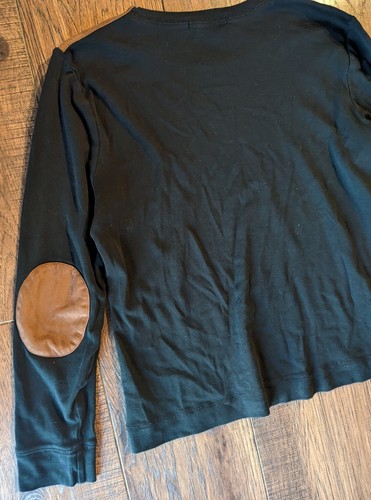 Women's LRL Ralph Lauren Black Brown Top Large Elbow Patch Shirt Shoulder Zip XL - Picture 16 of 17
