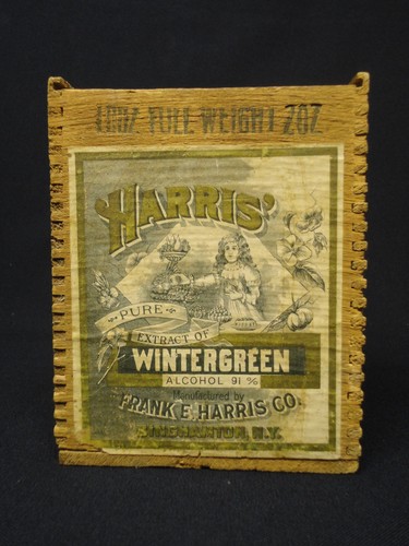 Original ADVERTISING Box Harris Wintergreen Extract With Paper Label - Bild 3 von 12