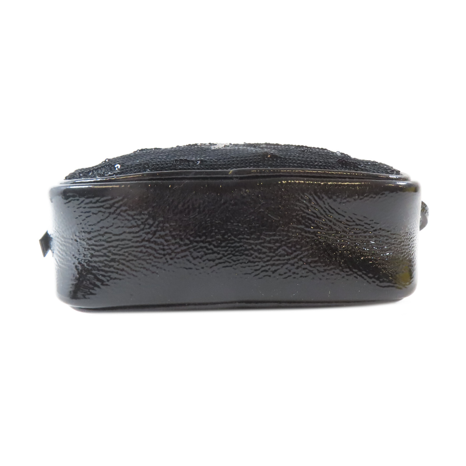 Borsa a tracolla SAINT LAURENT YSL in pelle verniciata con paillettes nera