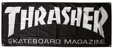 Thrasher MAGAZINE LOGO Skateboard Banner BLACK 58"X 25"