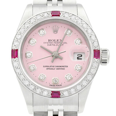 Rolex Damen Datejust 69174 18K Gold Ss Diamant Rubin Pink Uhr Mit / Jubiläum
