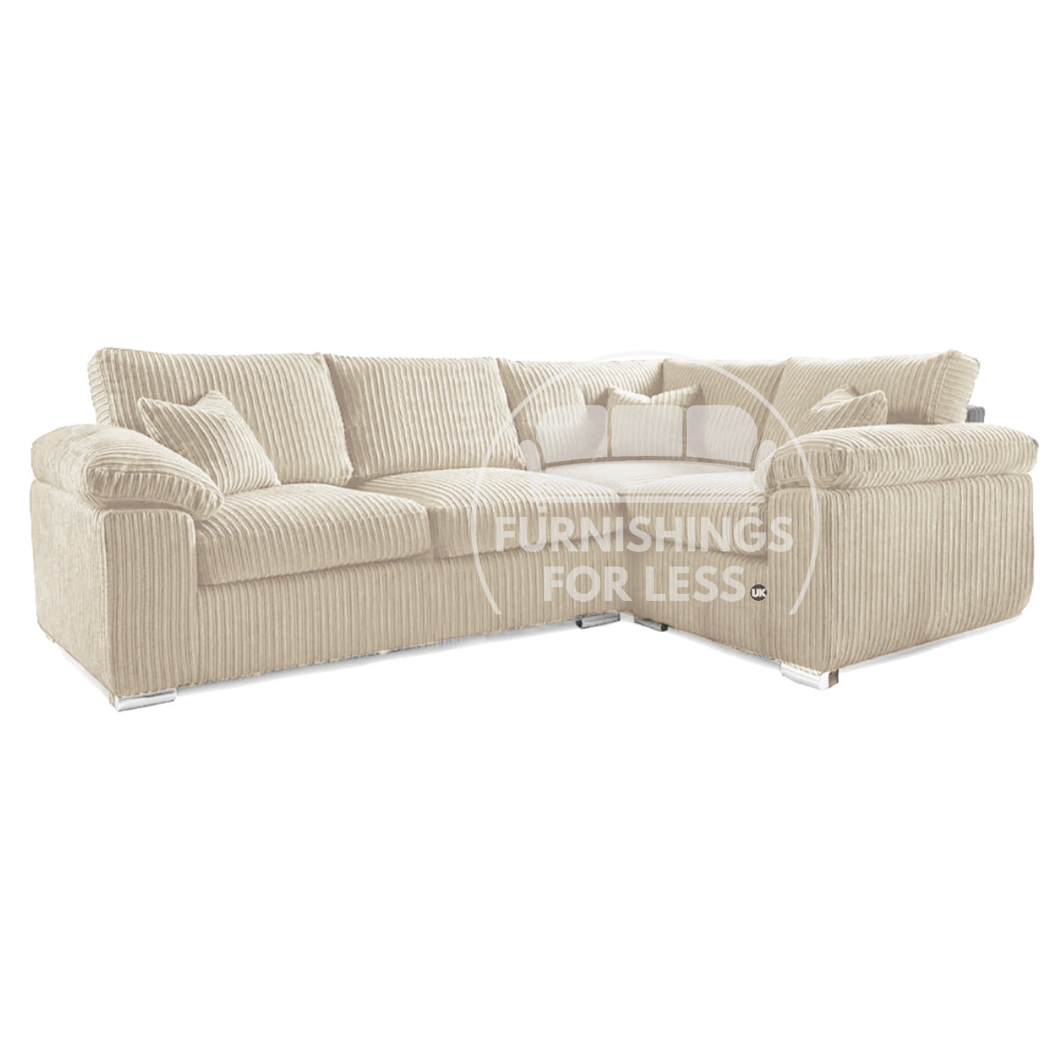 New Large Corner Sofa 4-5 Seater L Shaped Soft Cord Delta Bespoke Cream Sofa