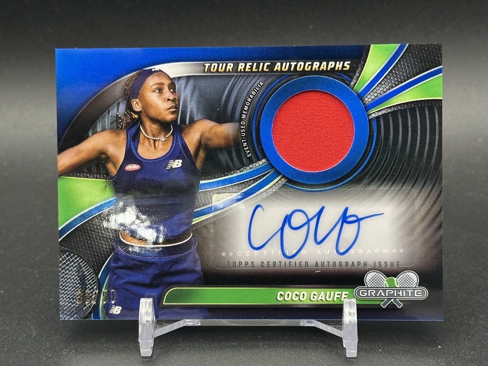 Coco Gauff #TRA-CGF Tennis Cards 2024 Topps Graphite Tour Relic Autograph trading card — raw and PSA graded price guide