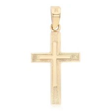 14K Yellow Gold Religious Jesus Cross Pendant For Necklace or Chain