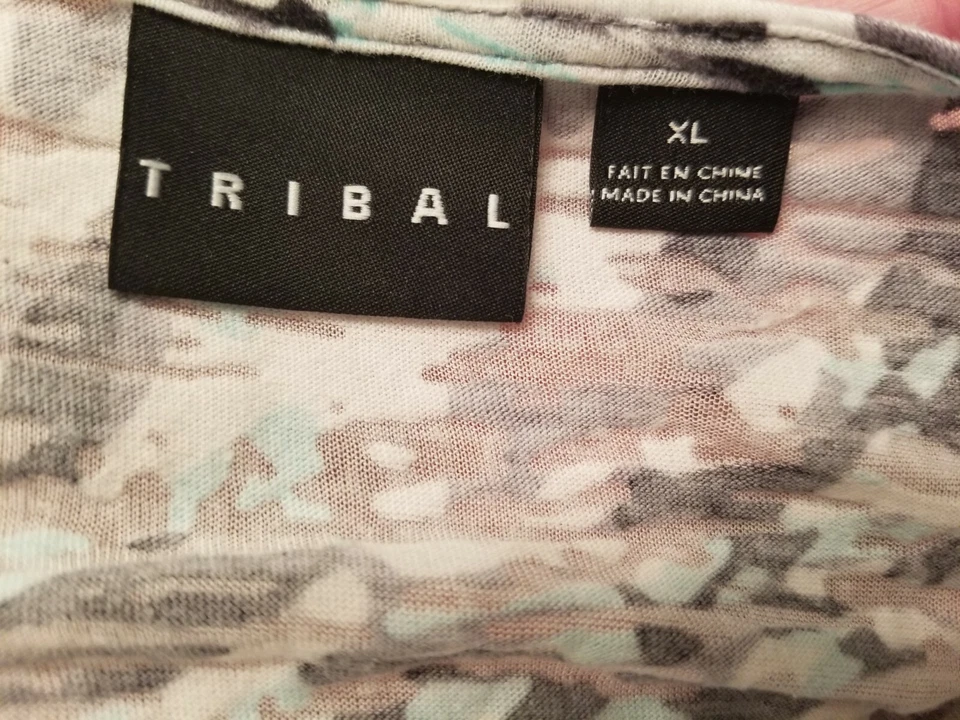 Tribal Womens Shirt Top Blouse Size XL X Large Blue Black Gray White - Image 2 of 4