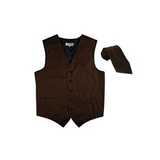 New Men's Tuxedo Vest Vertical Stripes 2.5" Skinny Necktie formal party Brown