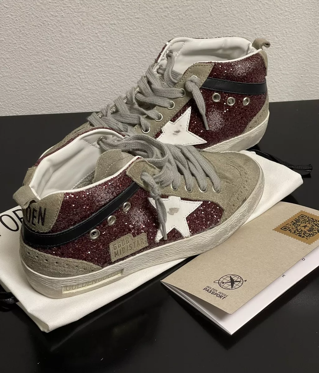 Golden Goose Women\'s Mid Star Glitter Sneakers, Dark Red Tan 6US/36EU NEW |  eBay