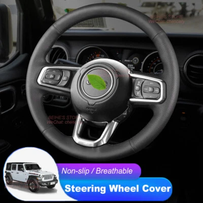 DIY Custom Microfiber Leather Car Steering Wheel Cover For Jeep Wrangler 2018-21 - Imagen 1 de 4