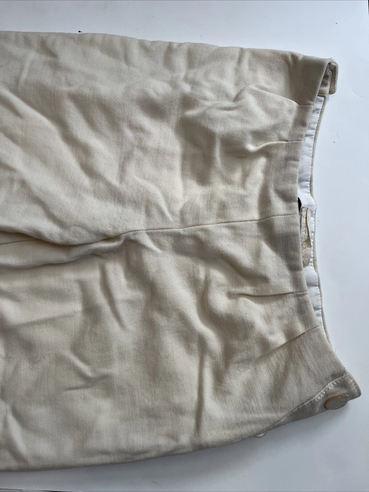 Pantalone Valentino donna SpA crema taglia 6 lana vergine con chiusura bottoni laterali