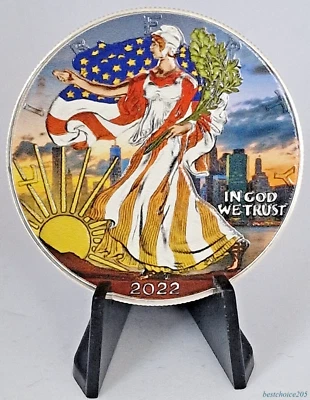 Silver Coin: 2022 American Eagle $1 in Color - 1oz Fine Silver 0,999. - Bild 1 von 4